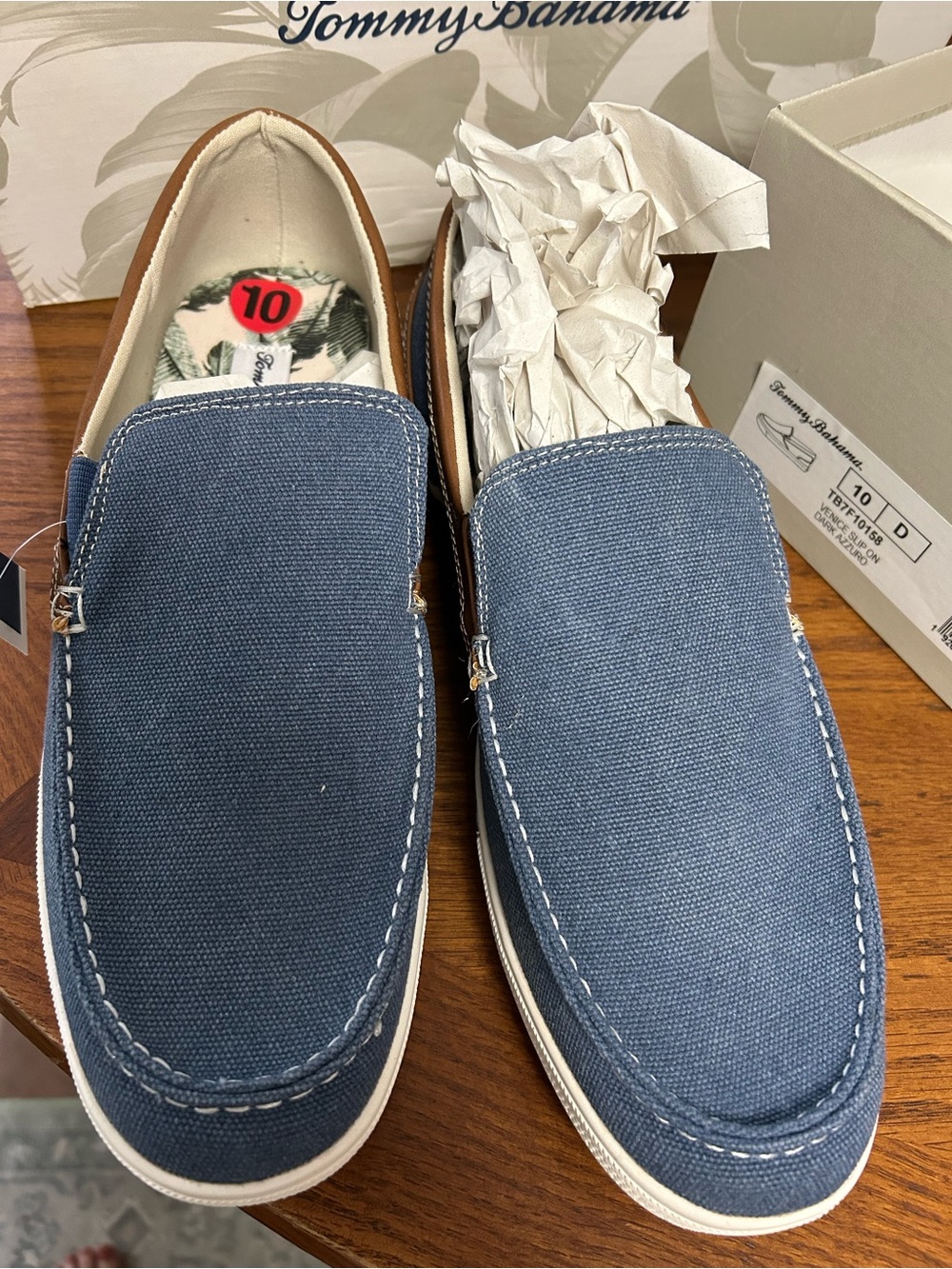 Tommy Bahama Men's Denim Blue Canvas Slip-On Loafers size 10 Mens